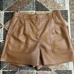 Women's Tan Leather Shorts